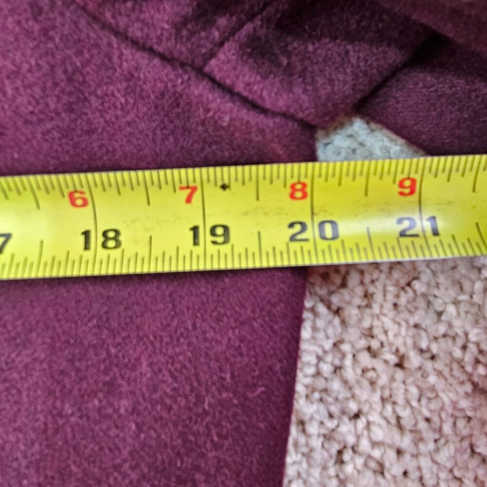 Guess LA Vintage Wool-Blend Moto-Style Gold Zip Detail Coat Wine Women's Large - Picture 10 of 12